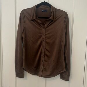 💕 SALE! Vintage GAP Silky Brown Blouse Top, Small